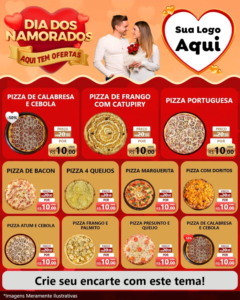 Modelo de Rede Social para Feed Instagram com o tema Dia dos Namorados - Aqui Tem Ofertas para Pizzaria