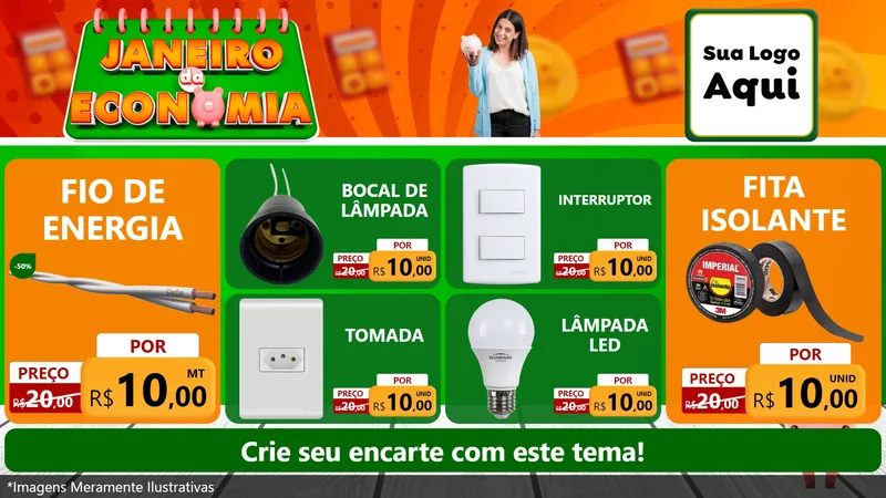 Modelo de TV para TV Horizontal com o tema Janeiro da Economia para Materiais Elétricos