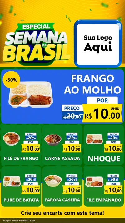 Modelo de Rede Social para Stories com o tema Especial Semana do Brasil para Restaurante