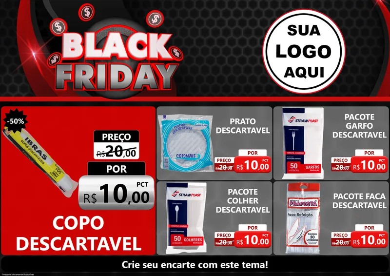 Modelo de Encarte para Encarte A4 Horizontal com o tema Black Friday para Embalagens