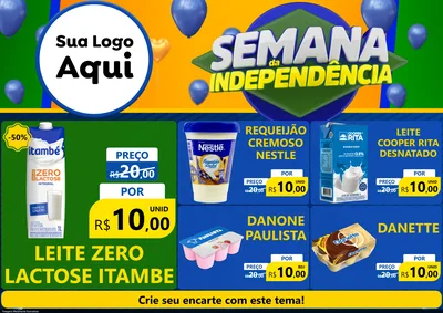Modelo de Encarte para Encarte A4 Horizontal com o tema Semana da Independência para Frios e Laticínios