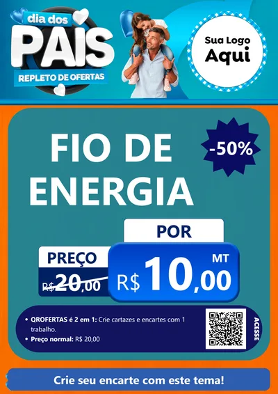 Modelo de Cartaz para Cartaz A4 Vertical com o tema Dia Dos Pais Repleto de Ofertas para Materiais Elétricos