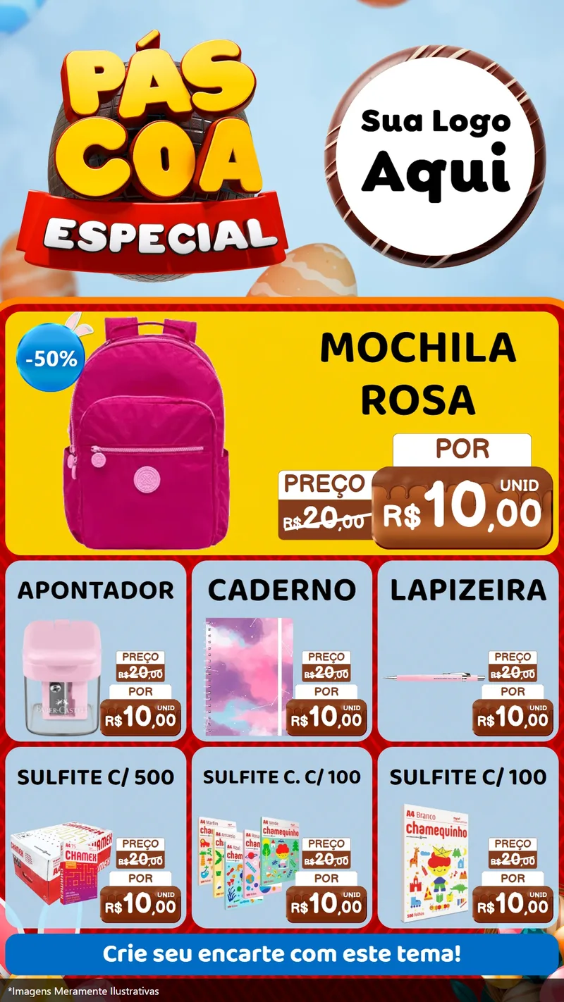 Modelo de Rede Social para Stories com o tema Páscoa Especial para Papelaria