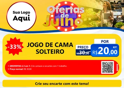Modelo de Cartaz para Cartaz A4 Horizontal com o tema Ofertas de Julho para Cama, Mesa e Banho