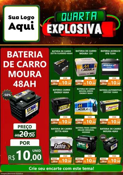 Modelo de Encarte para Encarte A4 Vertical com o tema Quarta Explosiva para Baterias Elétricas