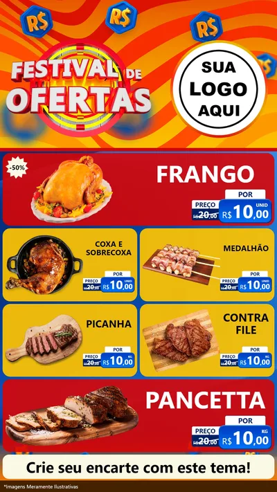 Modelo de TV para TV Vertical com o tema Festival de Ofertas para Assados