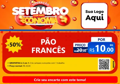Modelo de Cartaz para Cartaz A4 Horizontal com o tema Operação Setembro Com Muita Economia para Padaria