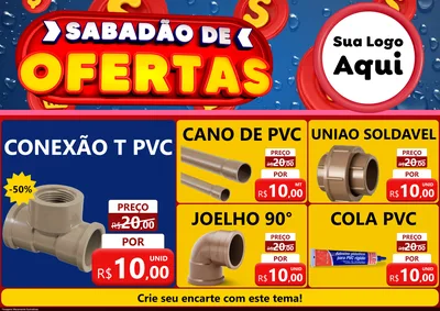 Modelo de Encarte para Encarte A4 Horizontal com o tema Sabadão de Ofertas para Tubos e conexões