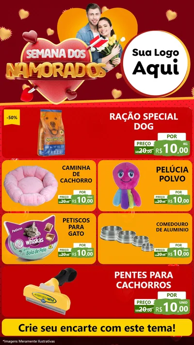 Modelo de TV para TV Vertical com o tema Semana dos Namorados para Pet Shop