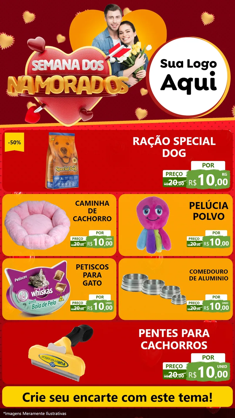 Modelo de TV para TV Vertical com o tema Semana dos Namorados para Pet Shop