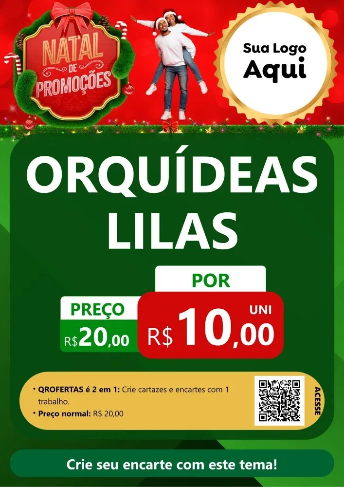 Modelo de Cartaz para Cartaz A4 Vertical com o tema Natal de Promoções para Floricultura e jardim