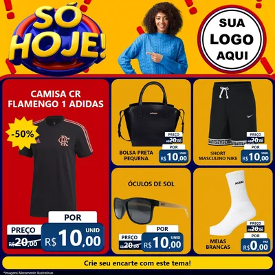 Modelo de Rede Social para Feed Facebook com o tema Só Hoje! para Roupas e acessórios