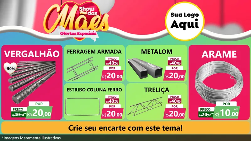 Modelo de TV para TV Horizontal com o tema Show das Mães - Ofertas Especiais para Ferragens