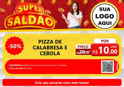 Modelo de Cartaz para Cartaz A4 Horizontal com o tema Super Saldão para Pizzaria