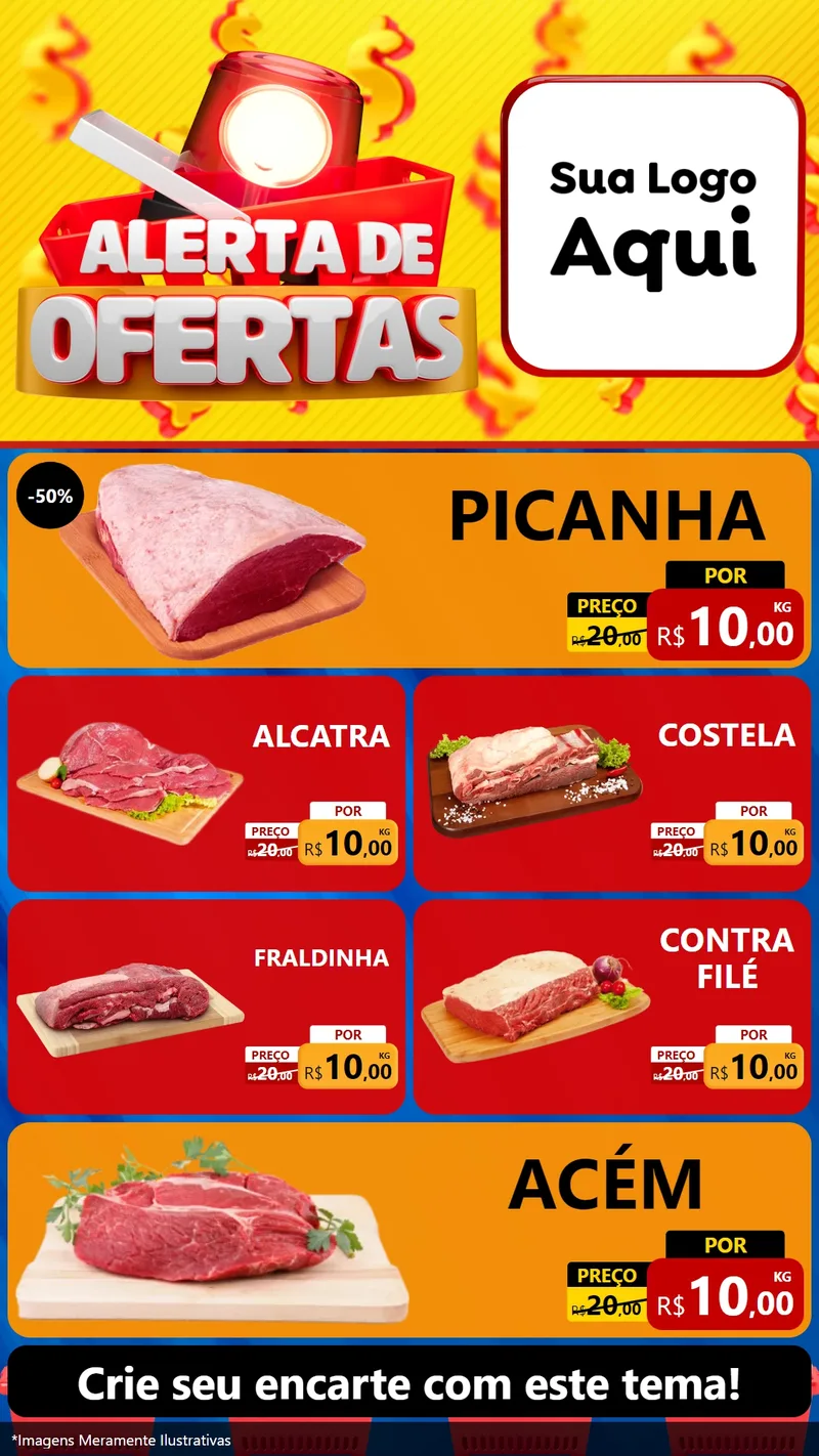 Modelo de TV para TV Vertical com o tema Alerta de Ofertas para Açougue