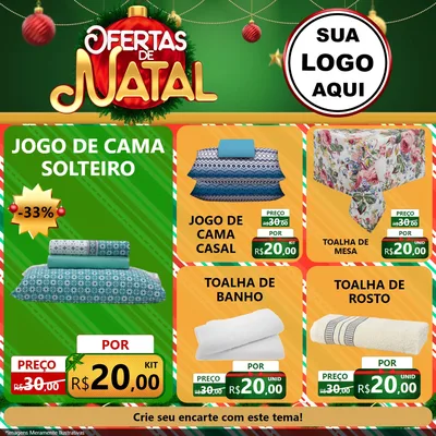 Modelo de Rede Social para Feed Facebook com o tema Ofertas de Natal para Cama, Mesa e Banho