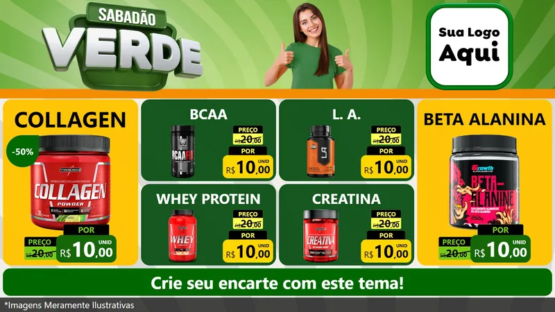 Modelo de TV para TV Horizontal com o tema Sabadão Verde para Suplementos alimentares