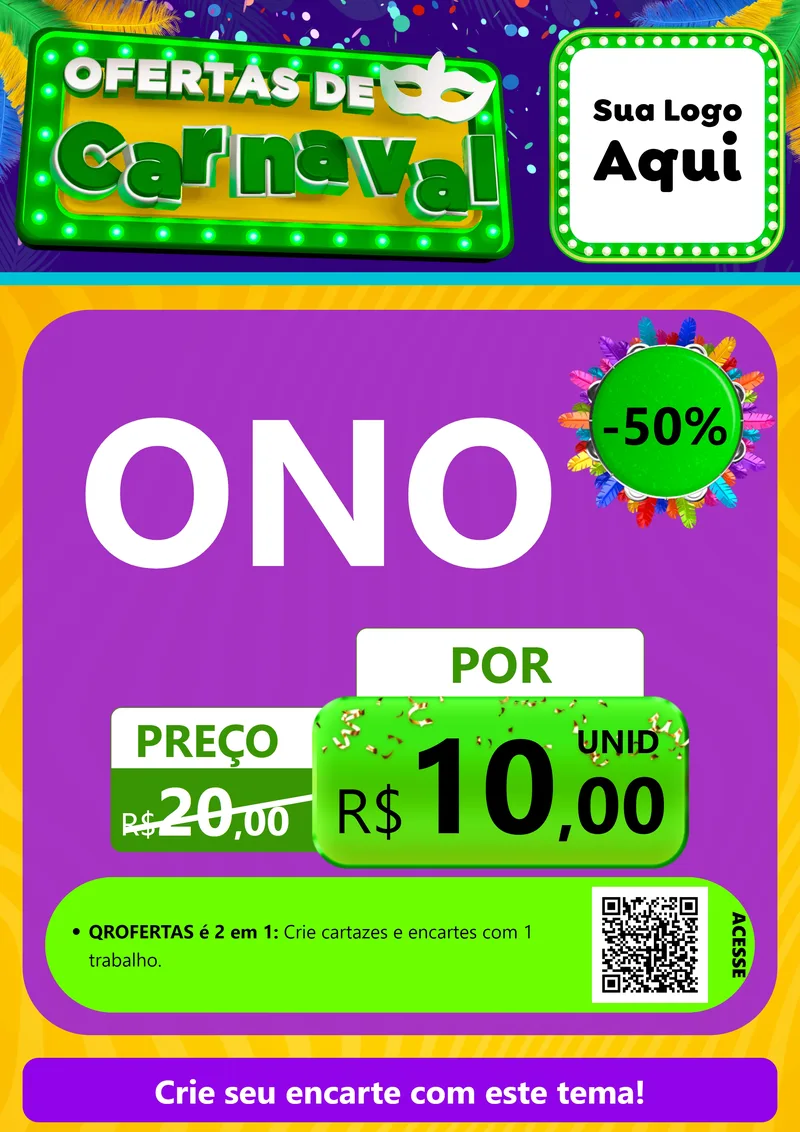 Modelo de Cartaz para Cartaz A4 Vertical com o tema Ofertas de Carnaval para Óticas