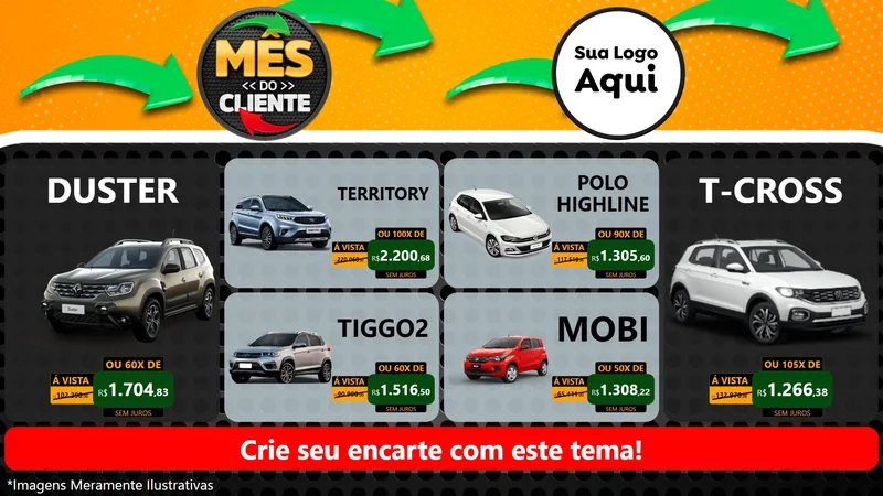 Modelo de TV para TV Horizontal com o tema Mês do Cliente para Concessionaria de Carros