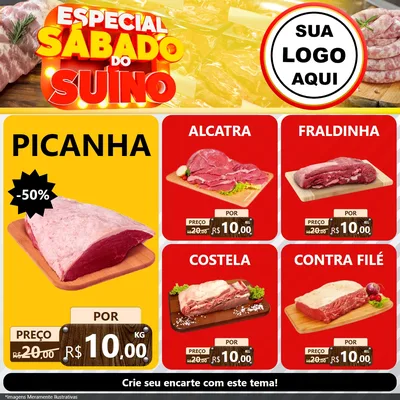 Modelo de Rede Social para Feed Facebook com o tema Especial Sábado do Suíno para Açougue