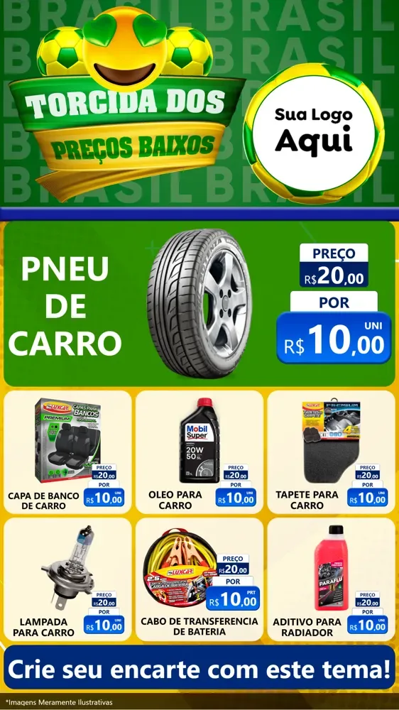 Modelo de Rede Social para Stories com o tema Torcida dos Preços Baixos - Copa para Auto peças