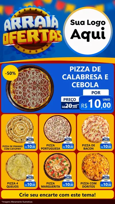 Modelo de Rede Social para Stories com o tema Arraiá de Ofertas - Junina para Pizzaria