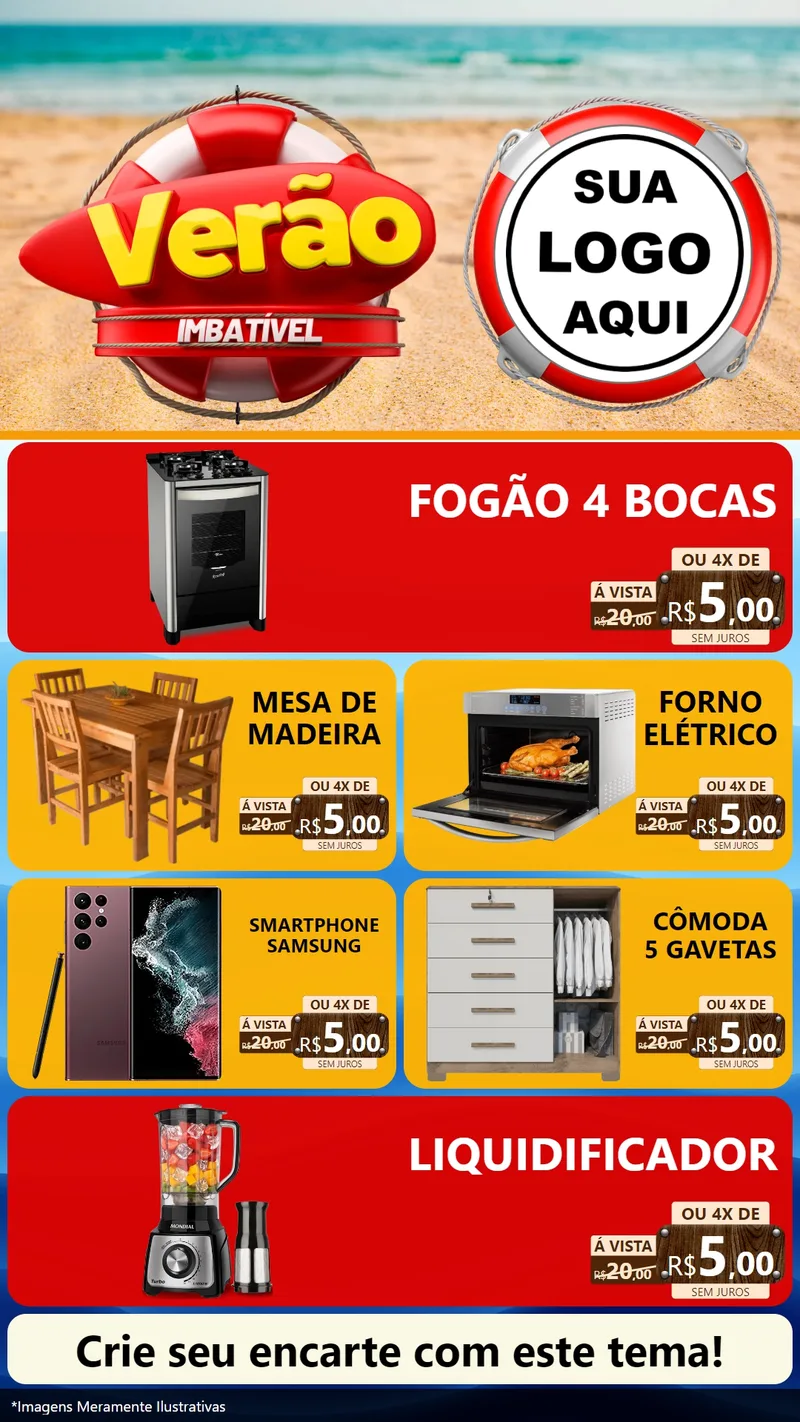 Modelo de TV para TV Vertical com o tema Verão Imbatível para Móveis e Eletro