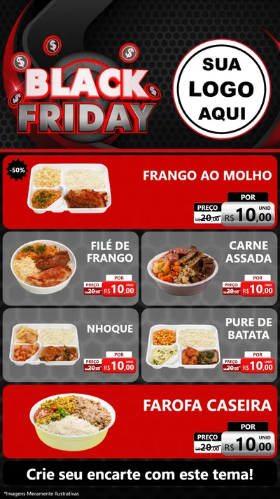 Modelo de TV para TV Vertical com o tema Black Friday para Restaurante