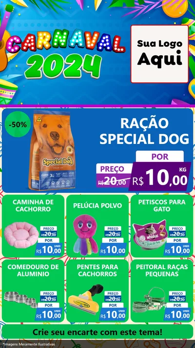 Modelo de Rede Social para Stories com o tema Carnaval 2027 para Pet Shop