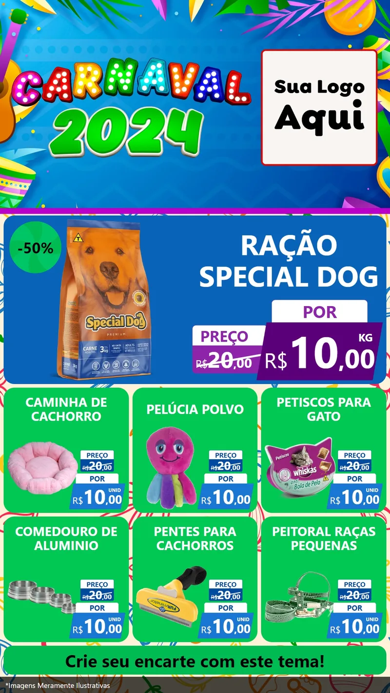 Modelo de Rede Social para Stories com o tema Carnaval 2027 para Pet Shop