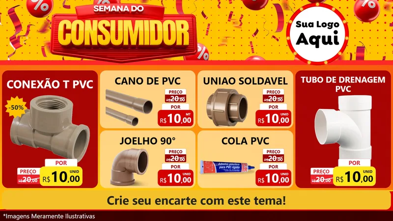Modelo de TV para TV Horizontal com o tema Semana do Consumidor para Tubos e conexões