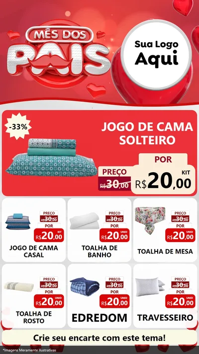 Modelo de Rede Social para Stories com o tema Mês dos Pais para Cama, Mesa e Banho