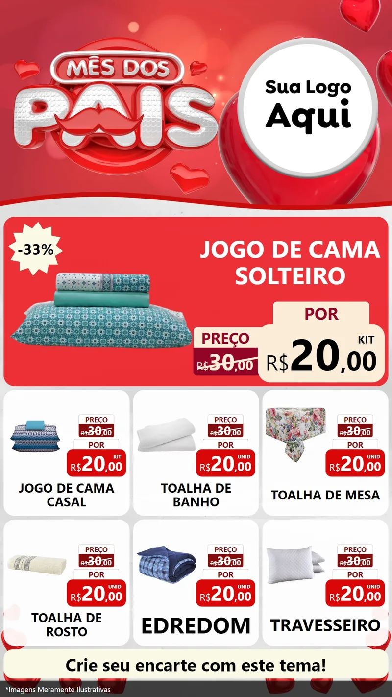 Modelo de Rede Social para Stories com o tema Mês dos Pais para Cama, Mesa e Banho