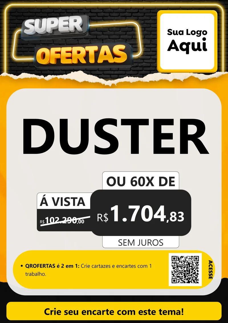 Modelo de Cartaz para Cartaz A4 Vertical com o tema Super Ofertas para Concessionaria de Carros