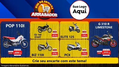 Modelo de TV para TV Horizontal com o tema Fim De Semana Arrasador para Concessionaria de Motos