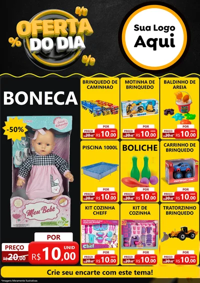Modelo de Encarte para Encarte A4 Vertical com o tema Oferta Do Dia para Brinquedos