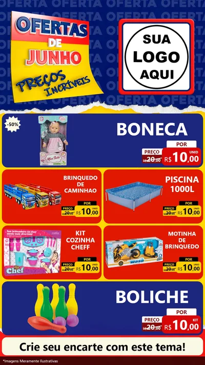 Modelo de TV para TV Vertical com o tema Ofertas de Junho - Preços Incríveis para Brinquedos