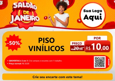 Modelo de Cartaz para Cartaz A4 Horizontal com o tema Saldão de Janeiro para Material para Construção