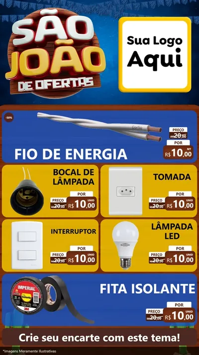 Modelo de TV para TV Vertical com o tema São João Ofertas Imbatíveis! - Junina para Materiais Elétricos