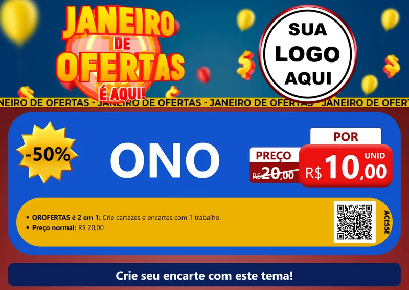 Modelo de Cartaz para Cartaz A4 Horizontal com o tema Janeiro de Ofertas É Aqui! para Óticas