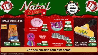 Modelo de TV para TV Horizontal com o tema Um Natal de Ofertas para Pet Shop