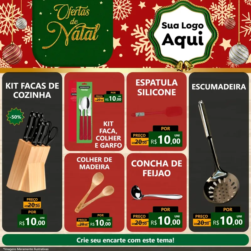 Modelo de Rede Social para Feed Facebook com o tema Natal de Ofertas para Utilidades Domésticas