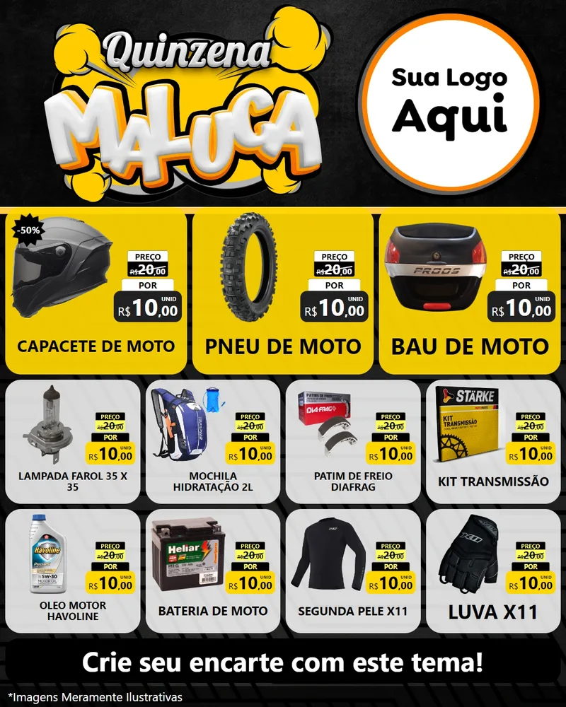 Modelo de Rede Social para Feed Instagram com o tema Quinzena Maluca para Moto peças