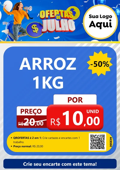 Modelo de Cartaz para Cartaz A4 Vertical com o tema Ofertas de Julho para Supermercado