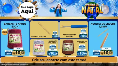 Modelo de TV para TV Horizontal com o tema Ofertas de Natal para Armarinho e Aviamentos