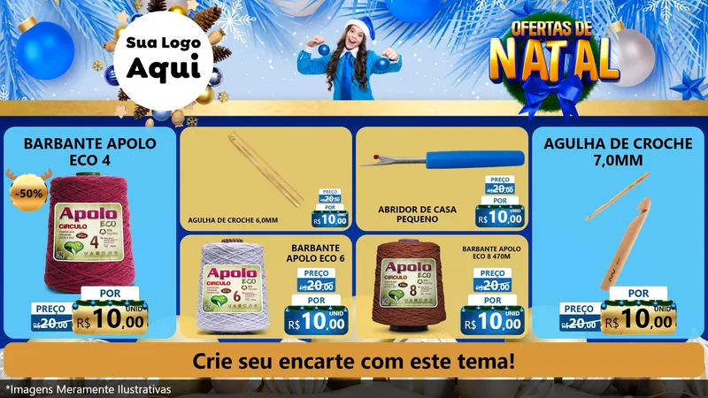 Modelo de TV para TV Horizontal com o tema Ofertas de Natal para Armarinho e Aviamentos