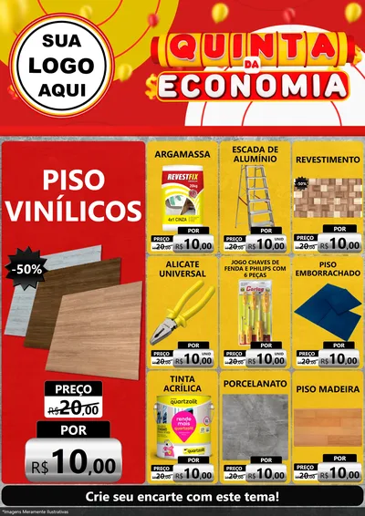 Modelo de Encarte para Encarte A4 Vertical com o tema Quinta da Economia para Material para Construção