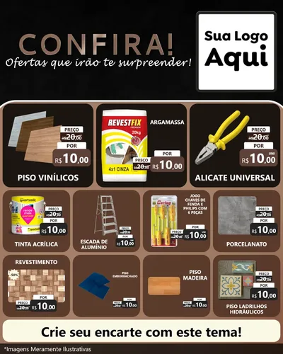 Modelo de Rede Social para Feed Instagram com o tema Confira! Ofertas que irão te surpreender! para Material para Construção