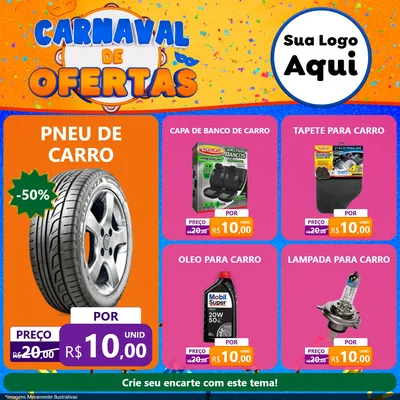 Modelo de Rede Social para Feed Facebook com o tema Carnaval de Ofertas para Auto peças