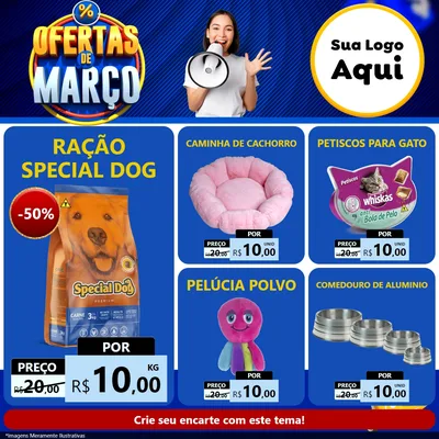 Modelo de Rede Social para Feed Facebook com o tema Ofertas de Março para Pet Shop